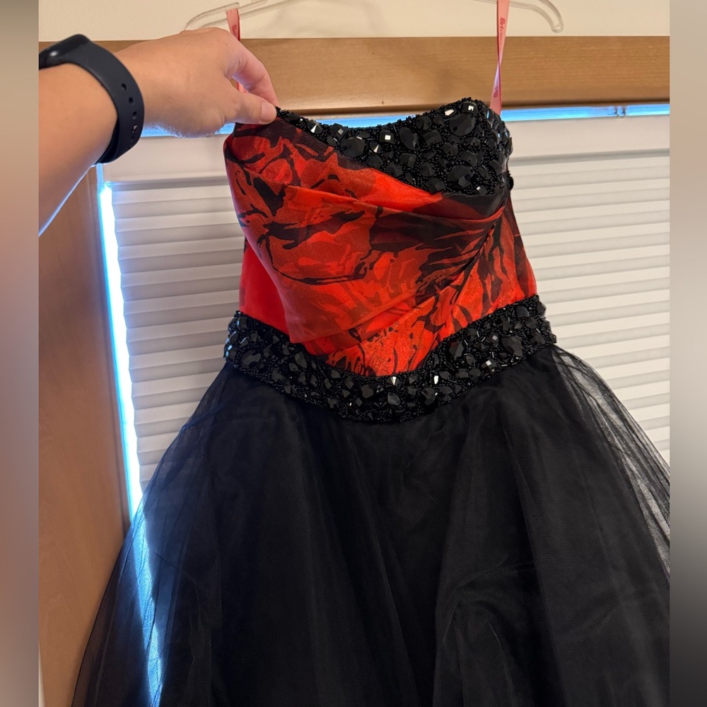 Elegant Red and Black Kids Dress